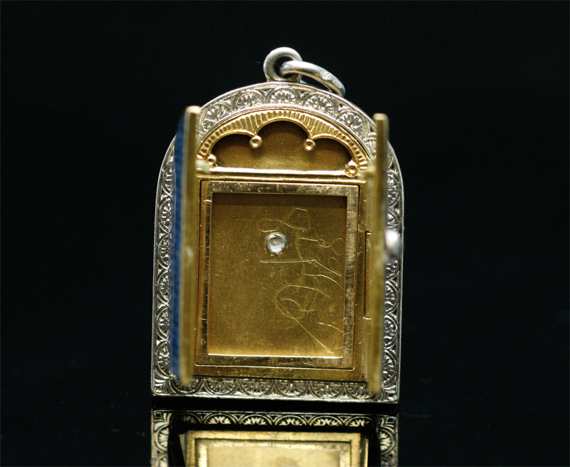 JB104ロケット 【ギロッシュエナメル】 on SILVER 【アンティーク】 シルバー ギロッシュエナメル ローズ ロケットペンダント